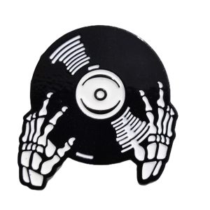 Skeleton DJ Vinyl Enamel Pin (2)