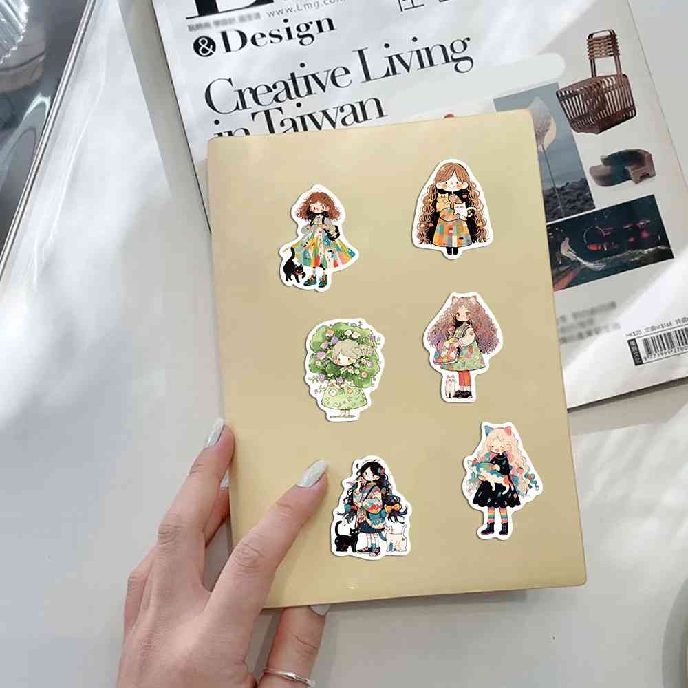 50 Unique Cute Girl Waterproof Self-Adhesive Stickers (1)
