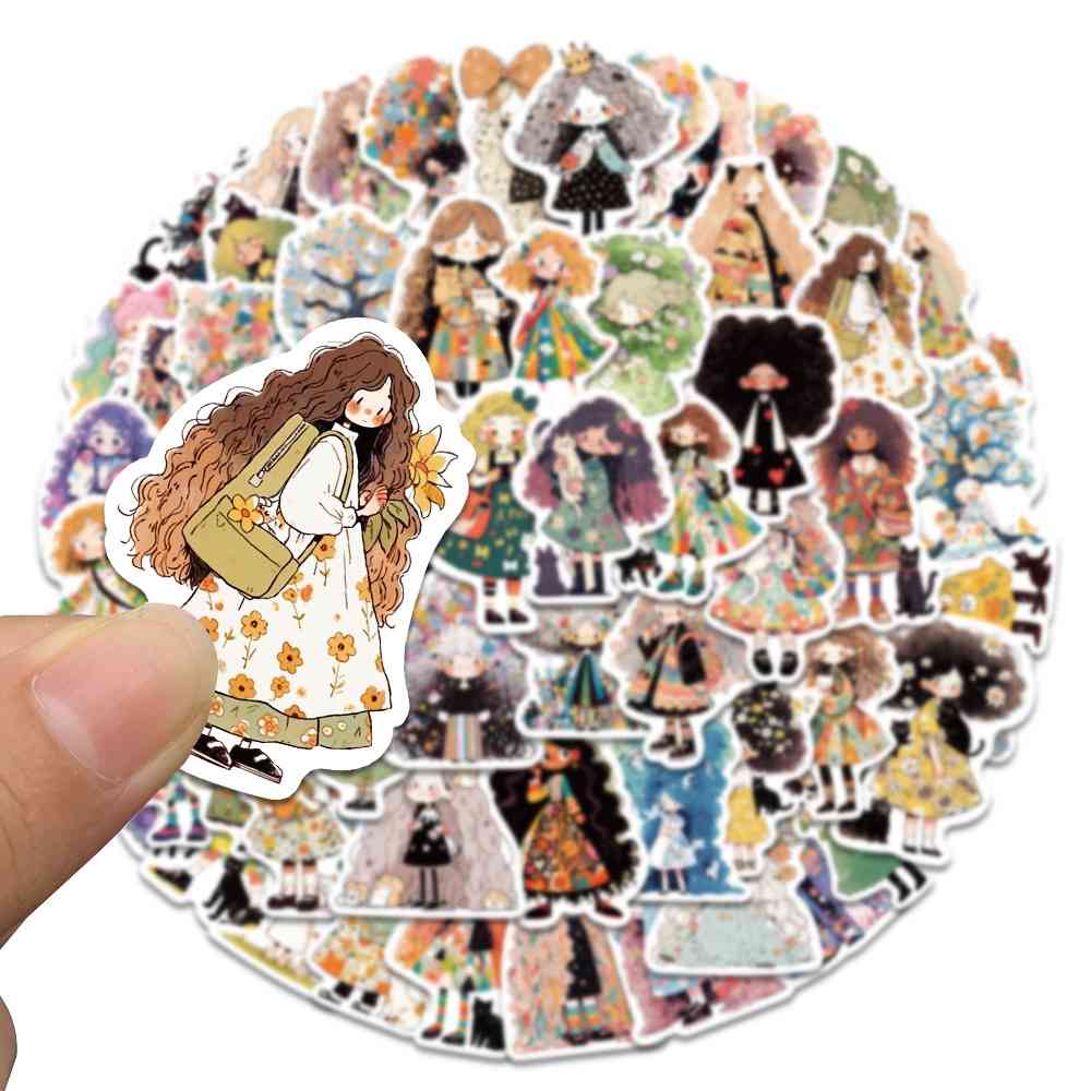 50 Unique Cute Girl Waterproof Self-Adhesive Stickers (3)