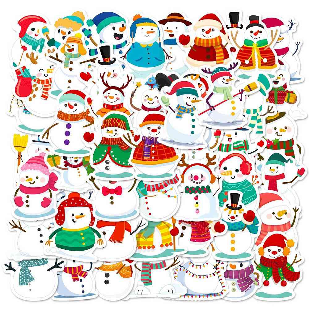 50 Unique Festive Snowman Self-Adhesive Stickers (2)