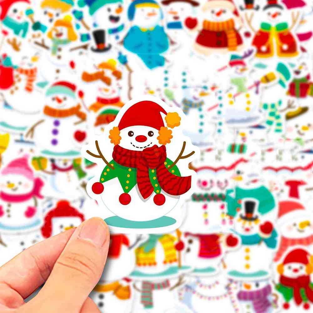 50 Unique Festive Snowman Self-Adhesive Stickers (4)