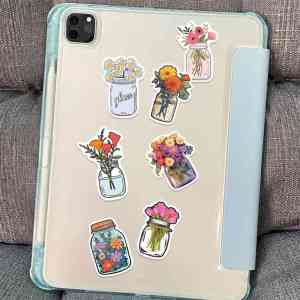 50 Unique Flower Vase Waterproof Self-Adhesive Stickers (1)