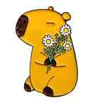 Blissful Capybara Daisy Bouquet Enamel Pin (1) Blissful Capybara Daisy Bouquet Enamel Pin (1)
