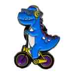 Coolasaurus Rex Headphone-Rockin’ Dino on a Bike Enamel Pin (2)