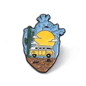 Roadtrippin’ Sunset Heart Enamel Pin (5)