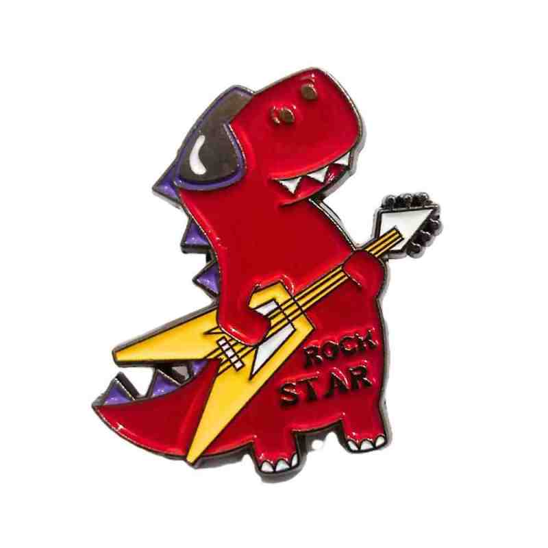 Rock-a-Saurus Rex: The Guitar-Slaying Dino Enamel Pin