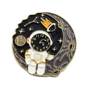 Astronaut’s Cosmic Clock Enamel Pin (1)