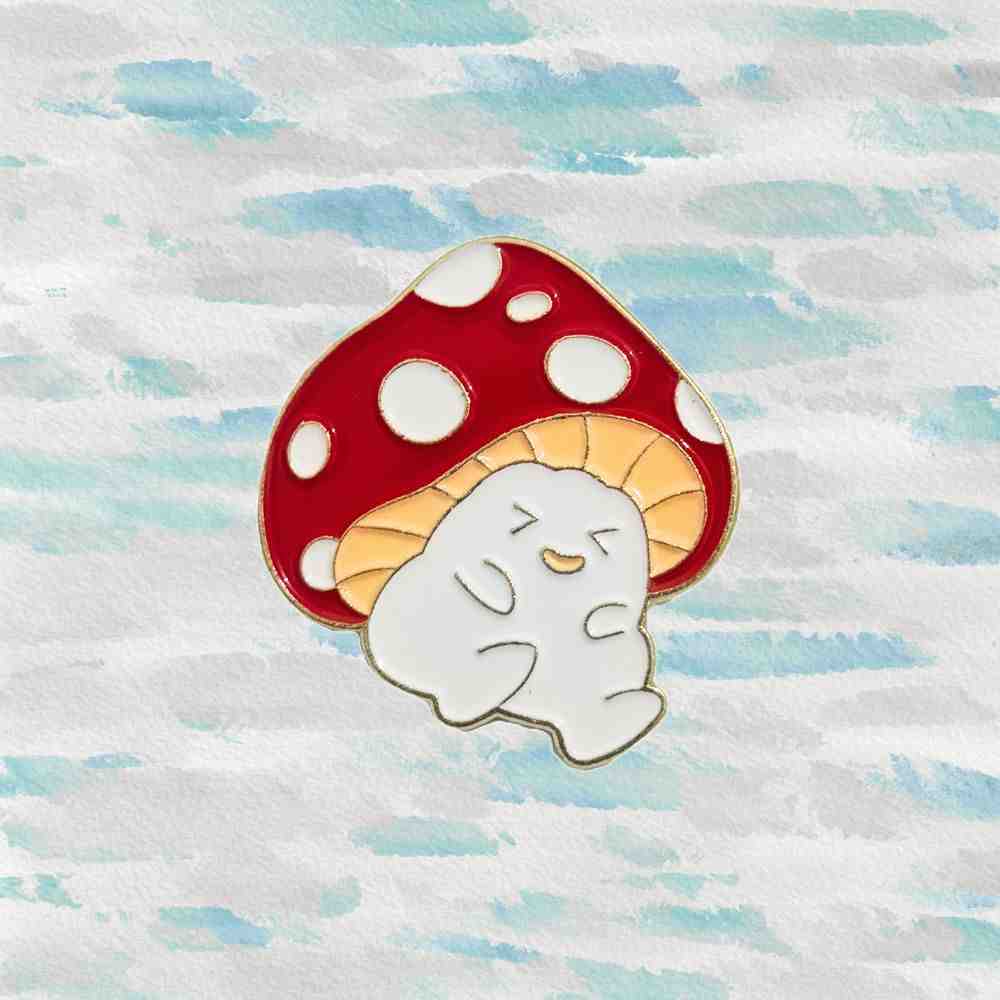 Happy Amanita Mushroom Enamel Pin (2)