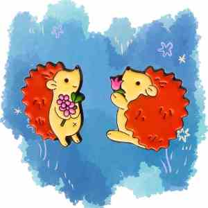Hedgehog Flower Buddies Enamel Pin Set (3)
