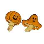Pumpkin & Spooky Mushroom Enamel Pin Set (2)