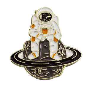 Saturn Coffee Break Astronaut Enamel Pin (1)