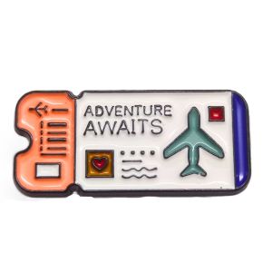 Adventure Awaits Boarding Pass Enamel Pin (White)