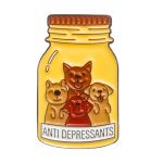 Anti-Depressants Happy Dog Jar Enamel Pin