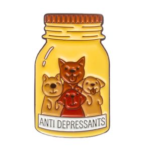Anti-Depressants Happy Dog Jar Enamel Pin