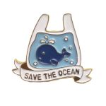 Save the Ocean Whale in Plastic Bag Enamel Pin